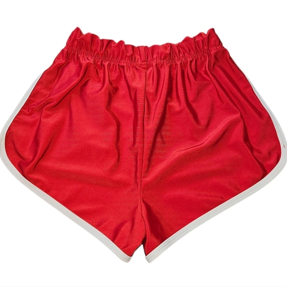 Out From Under Urban Outfitters Red Dolphin Hem Shorts White Contrast Piping XS - Picture 2 of 3